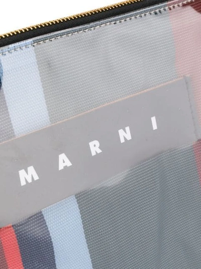 Shop Marni Clear Logo Pouch In Blue