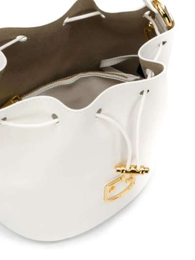 Shop Furla Logo Plaque Bucket Bag - White