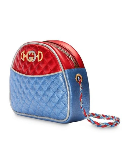 Shop Gucci Laminated Leather Mini Bag In Blue