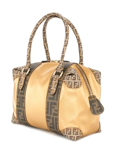 Pre-owned Fendi Zucca Trim Handbag In Metallic