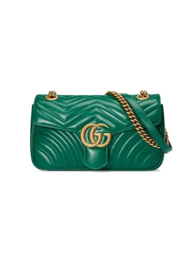 Shop Gucci Gg Marmont Small Shoulder Bag In 3120 Green