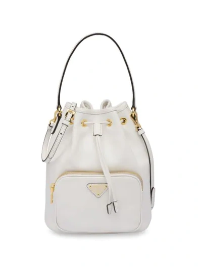 Shop Prada White Saffiano Leather Bracelet Bag