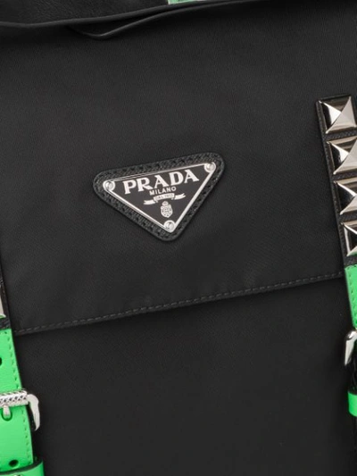 Shop Prada Stud Detail Shoulder Bag In Black