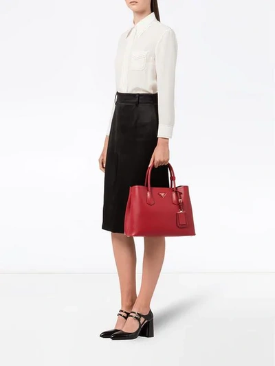 Shop Prada Double Tote Bag In Red
