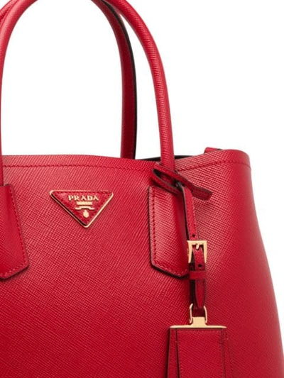 Shop Prada Double Tote Bag In Red