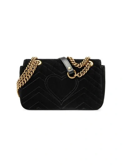 Shop Gucci Gg Marmont Velvet Mini Bag In Black