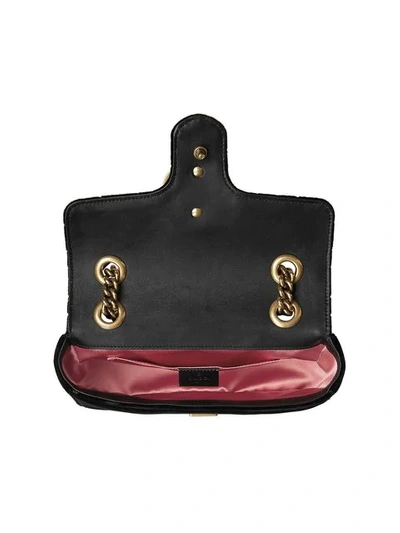 Shop Gucci Gg Marmont Velvet Mini Bag In Black