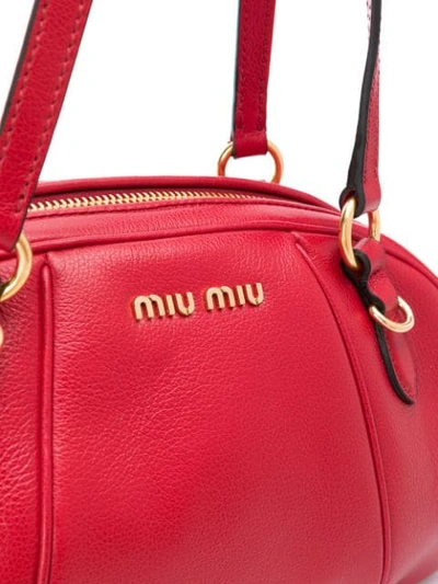 Shop Miu Miu Top Handle Bowling Bag In F068z Fuoco