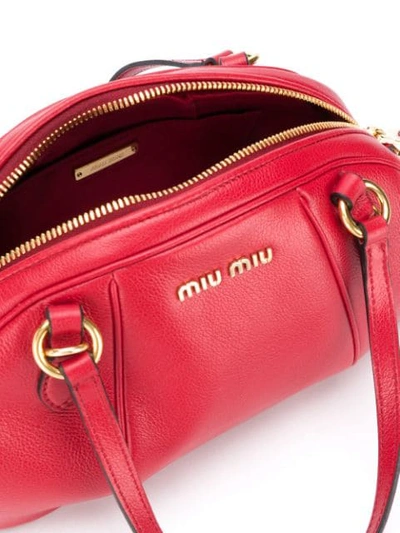 Shop Miu Miu Top Handle Bowling Bag In F068z Fuoco
