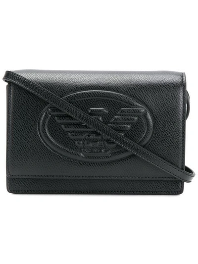 Shop Emporio Armani Embossed Logo Crossbody Bag In Black