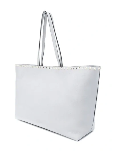 Shop Valentino Garavani Rockstud Shopper Tote In Grey