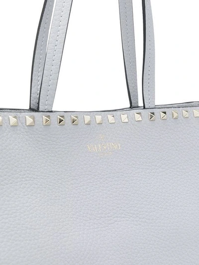 Shop Valentino Garavani Rockstud Shopper Tote In Grey