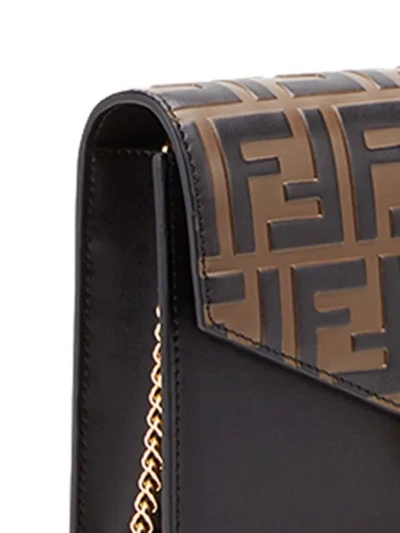 Shop Fendi Ff Wallet On Chain In Black