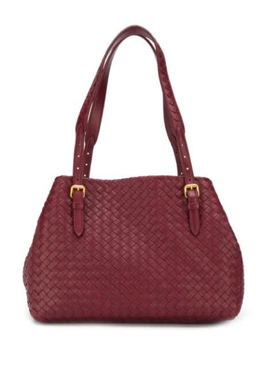 Shop Bottega Veneta Intrecciato Shoulder Bag In Red