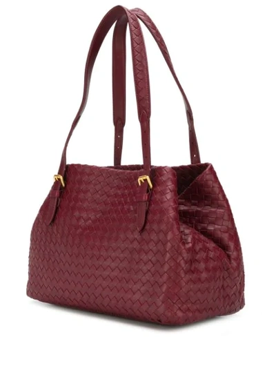 Shop Bottega Veneta Intrecciato Shoulder Bag In Red