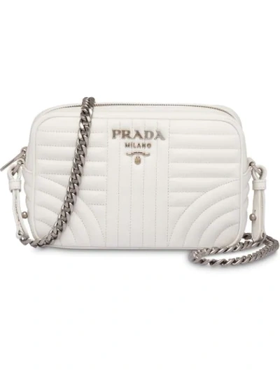 Shop Prada Diagramme Leather Cross In White