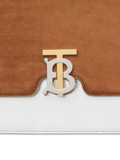 Shop Burberry Medium Two-tone Leather And Suede Tb Bag In White