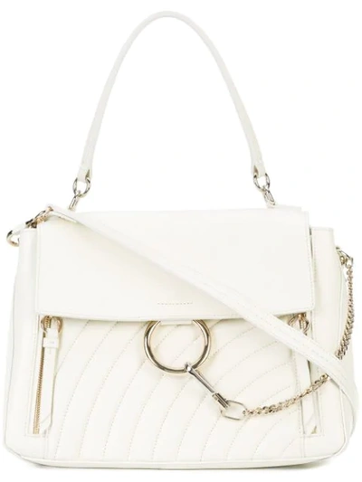 Shop Chloé Faye Quilted Day Shoulder Bag - White