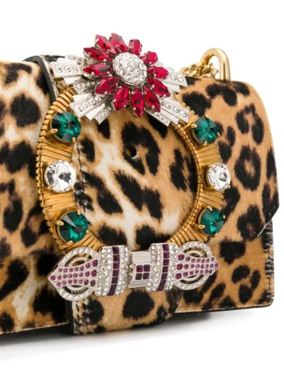 Shop Miu Miu Lady Leopard Print Crossbody Bag In Neutrals