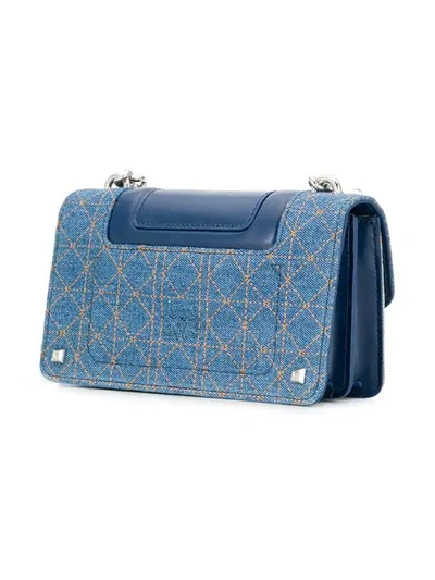 Shop Pinko Mini Love Denim Crossbody Bag In Blue