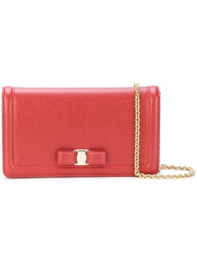 Shop Ferragamo Vara Clutch Bag In Red