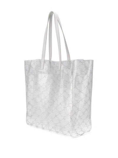 Shop Stella Mccartney Transparent Medium Tote Bag In White
