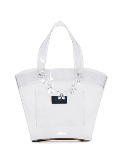 Shop Simone Rocha Transparent Beaded Pvc Tote Bag In Neutrals