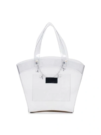 Shop Simone Rocha Transparent Beaded Pvc Tote Bag In Neutrals