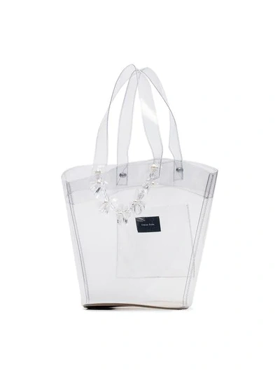 Shop Simone Rocha Transparent Beaded Pvc Tote Bag In Neutrals