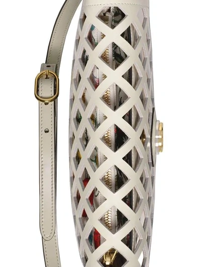 Shop Gucci Medium Cutout Leather Shoulder Bag In White