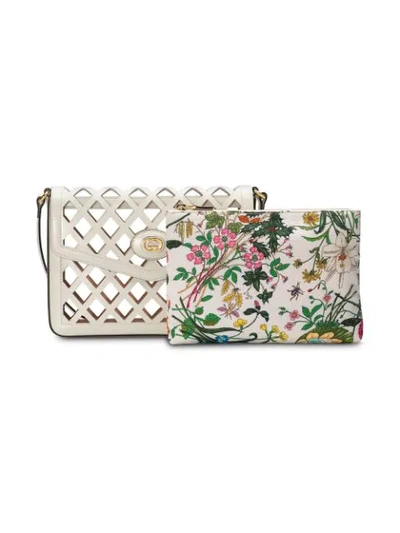 Shop Gucci Medium Cutout Leather Shoulder Bag In White