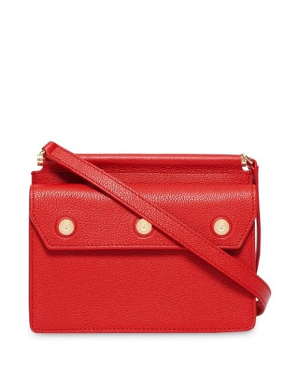 Shop Burberry Mini Leather Title Bag In Red