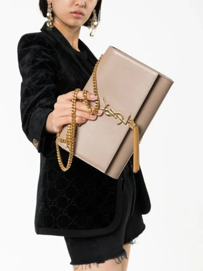 Shop Saint Laurent Small Kate Shoulder Bag In Neutrals