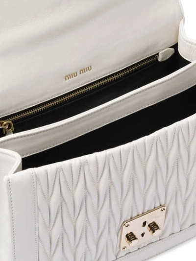 Shop Miu Miu Miu Confidential Matelassé Leather Bag - White