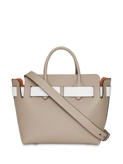 Shop Burberry Small Triple Stud Tote Bag In Grey