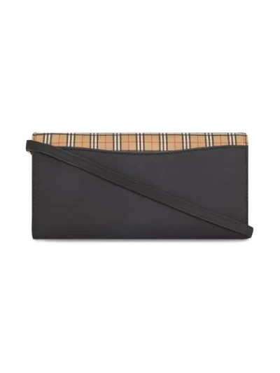 Shop Burberry Small Scale Check Wallet With Detachable Strap In Yellow