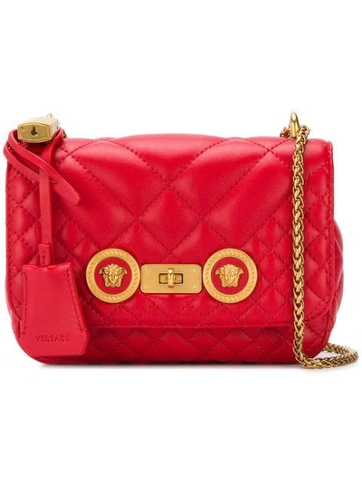 Shop Versace Quilted Medusa Shoulder Bag In D6tot Red