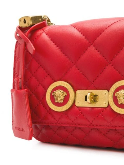 Shop Versace Quilted Medusa Shoulder Bag In D6tot Red