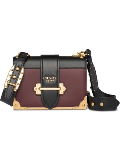 Shop Prada Cahier Leather Shoulder Bag In Red