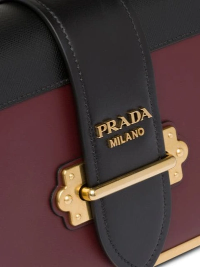 Shop Prada Cahier Leather Shoulder Bag In Red