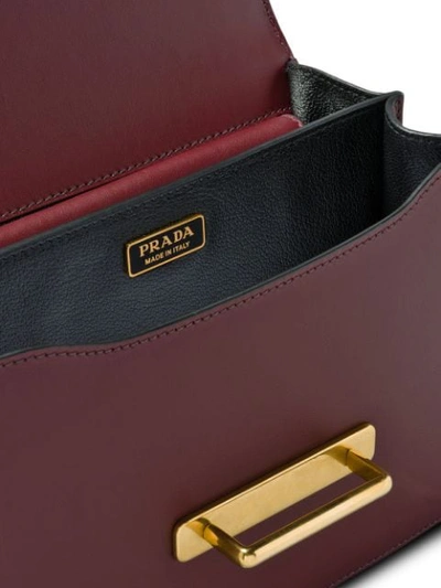 Shop Prada Cahier Leather Shoulder Bag In Red