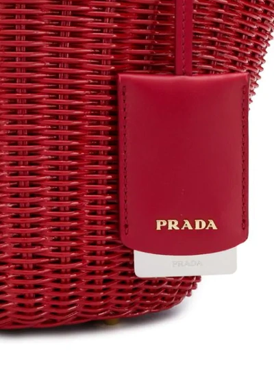 Shop Prada Middolino Woven Basket Bag In Red