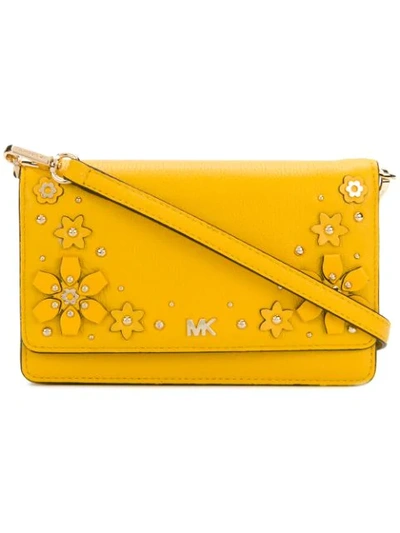 Shop Michael Michael Kors Floral Embellished Crossbody - Yellow