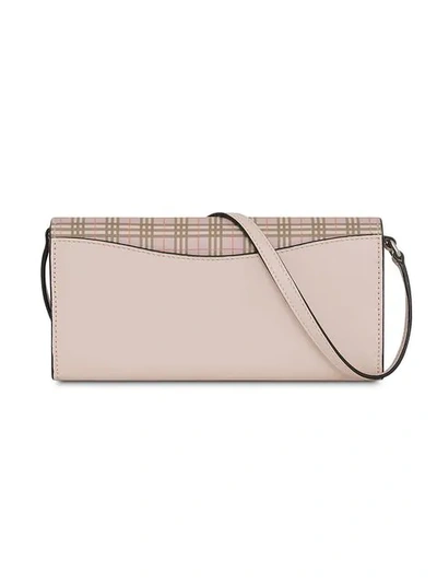 Shop Burberry Small Scale Check Wallet With Detachable Strap In Ice Pink