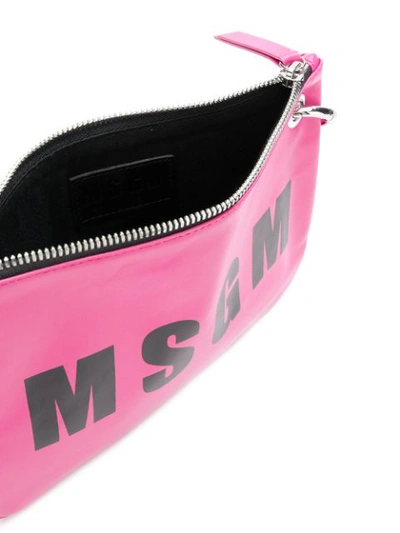 Shop Msgm Logo Clutch In Pink