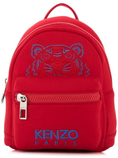 Shop Kenzo Logo Embroidered Backpack In Red