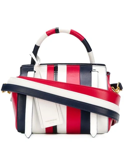 Shop Thom Browne 3-strap Small Rwb Patchwork Bag In White