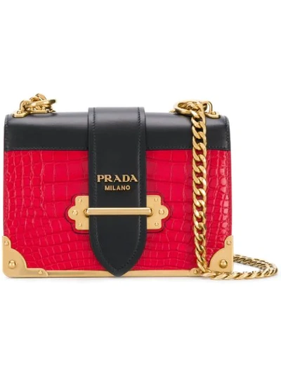 Shop Prada Cahier Shoulder Bag In Red