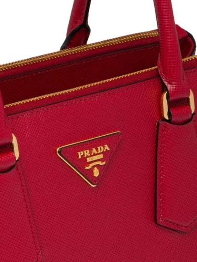 Shop Prada Galleria Top Handle Bag In Red