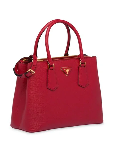 Shop Prada Galleria Top Handle Bag In Red